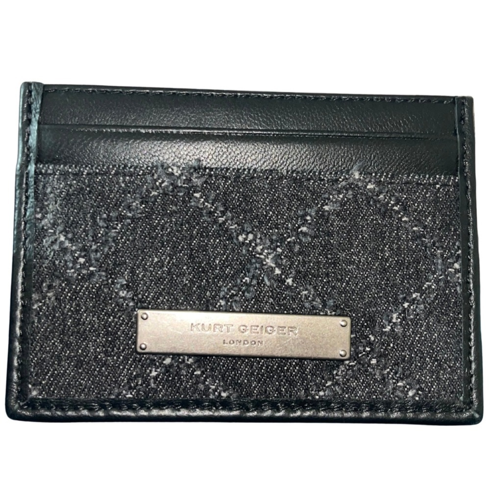 NWT Kurt Geiger London Brixton Black Denim Card Holder